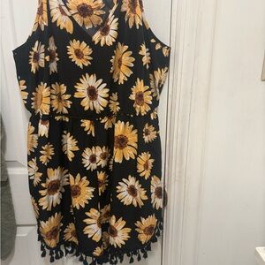 Floral Black and Yellow Sunflower Dress